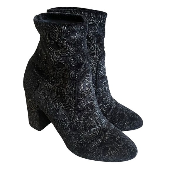 AQUAZZURA So Me Bootie sz 37.5 US 7.5 Imperial forest velvet black sock boot - Picture 7 of 11
